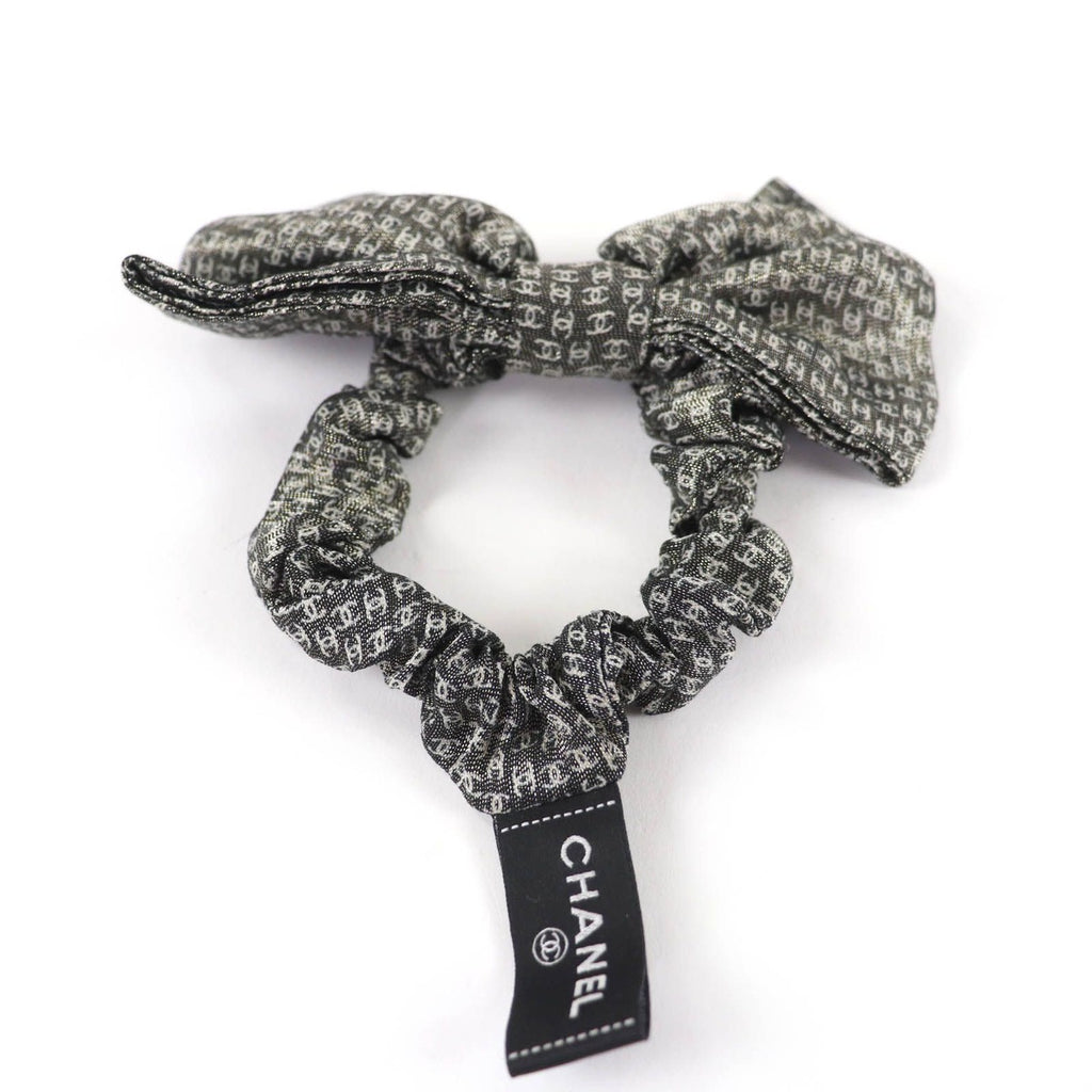 Chanel Silk Metiers D'art Collection CC Logo Ribbon Scrunchie Hair — view 3