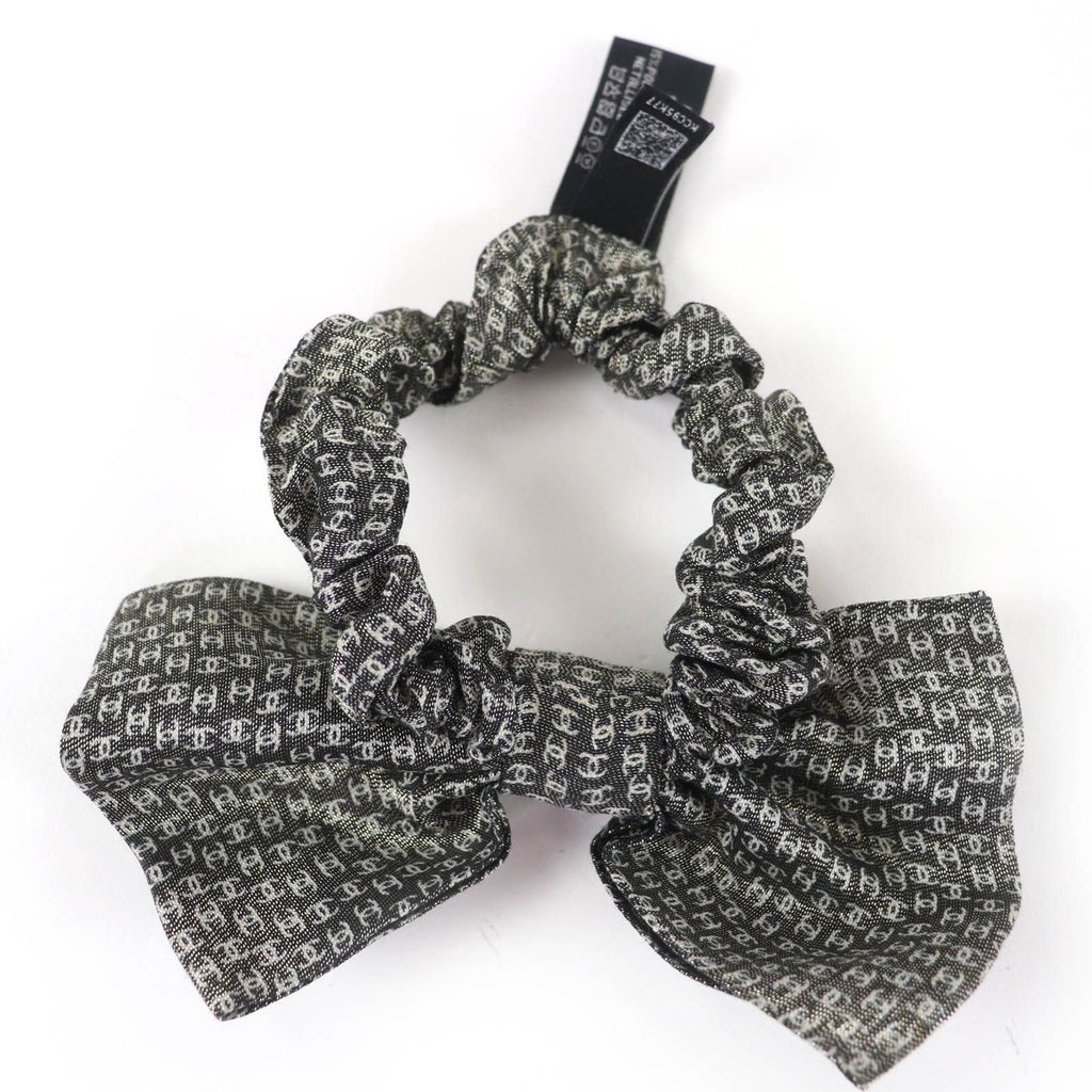 Chanel Silk Metiers D'art Collection CC Logo Ribbon Scrunchie Hair — view 4