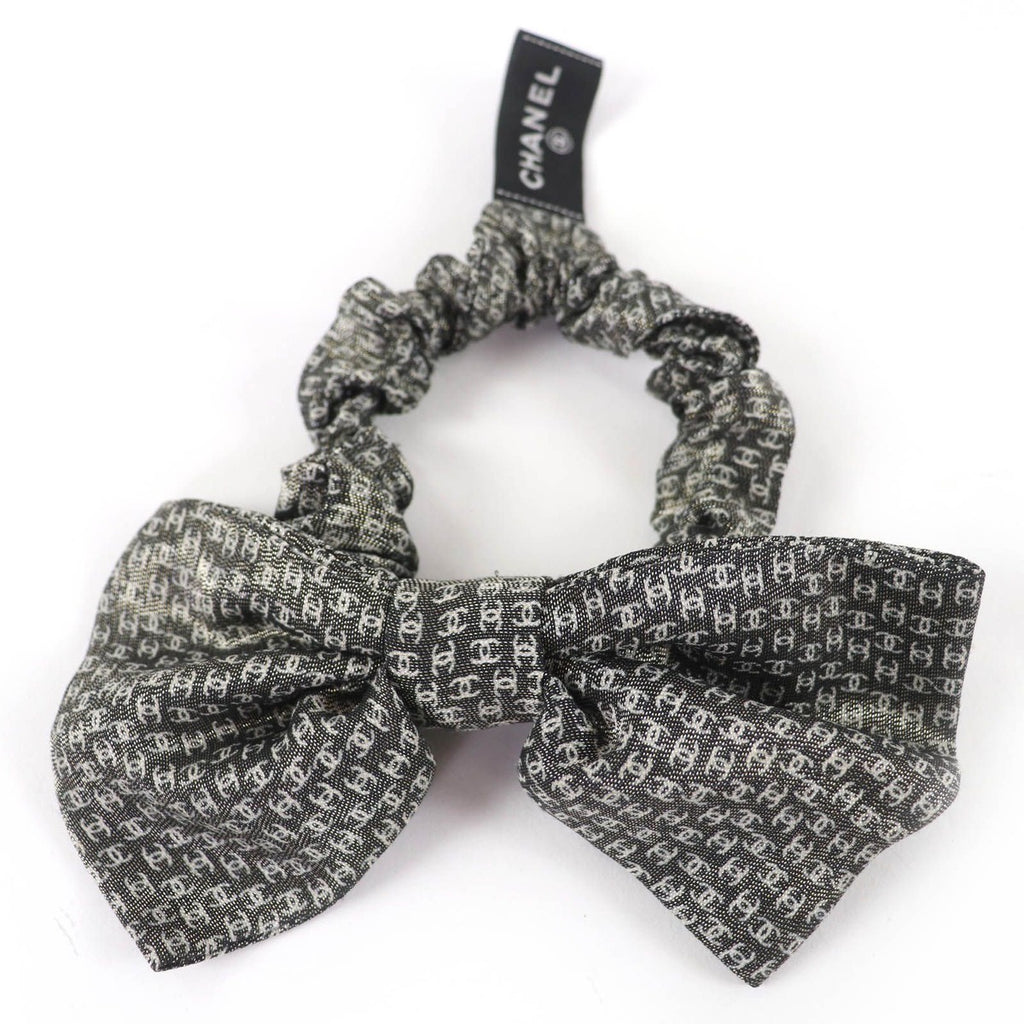 Chanel Silk Metiers D'art Collection CC Logo Ribbon Scrunchie Hair