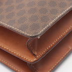 Celine Shoulder Bag Macadam Dark Brown Canvas Leather — view 7