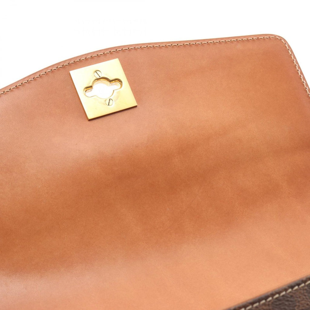 Celine Shoulder Bag Macadam Dark Brown Canvas Leather — view 9