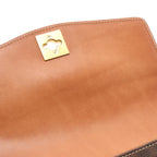 Celine Shoulder Bag Macadam Dark Brown Canvas Leather — view 9