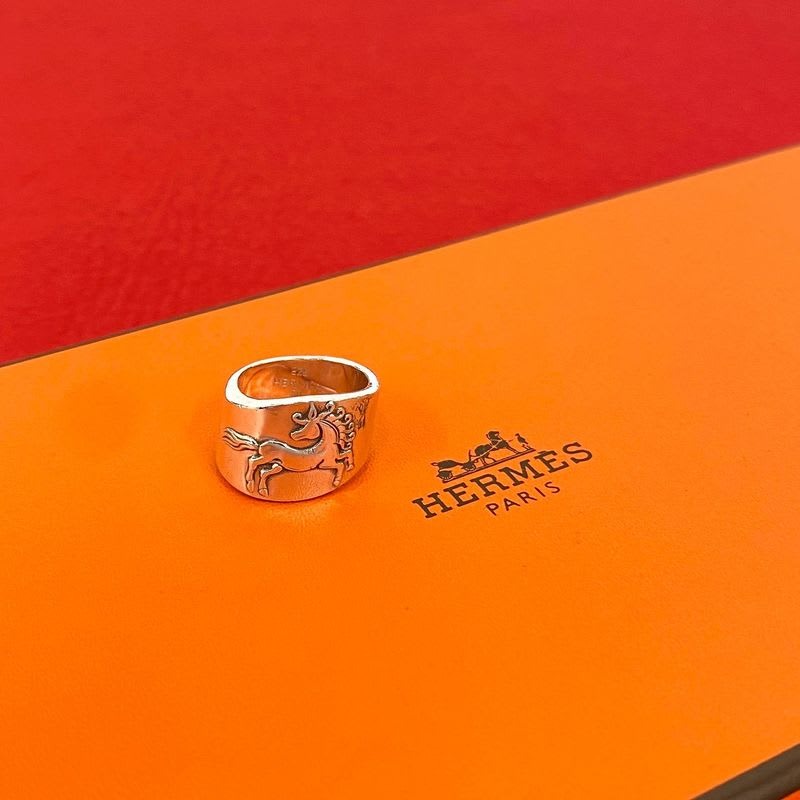 Hermes Cheval Horse Ring Silver 925 No 8 Accessory 11342 — view 3