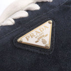 Prada Suede Leather Triangle Logo Plate Trocut Sneakers Navy — view 7