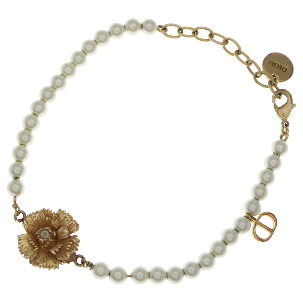 Dior Faux Pearl Flower Bracelet Gold