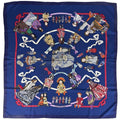 Hermes Carre 90 Hello Dolly Doll Scarf Silk Blue Multicolor