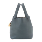 Hermes Picotin Lock 18 PM Hand Bag Taurillon Clemence Blue Orage Gold