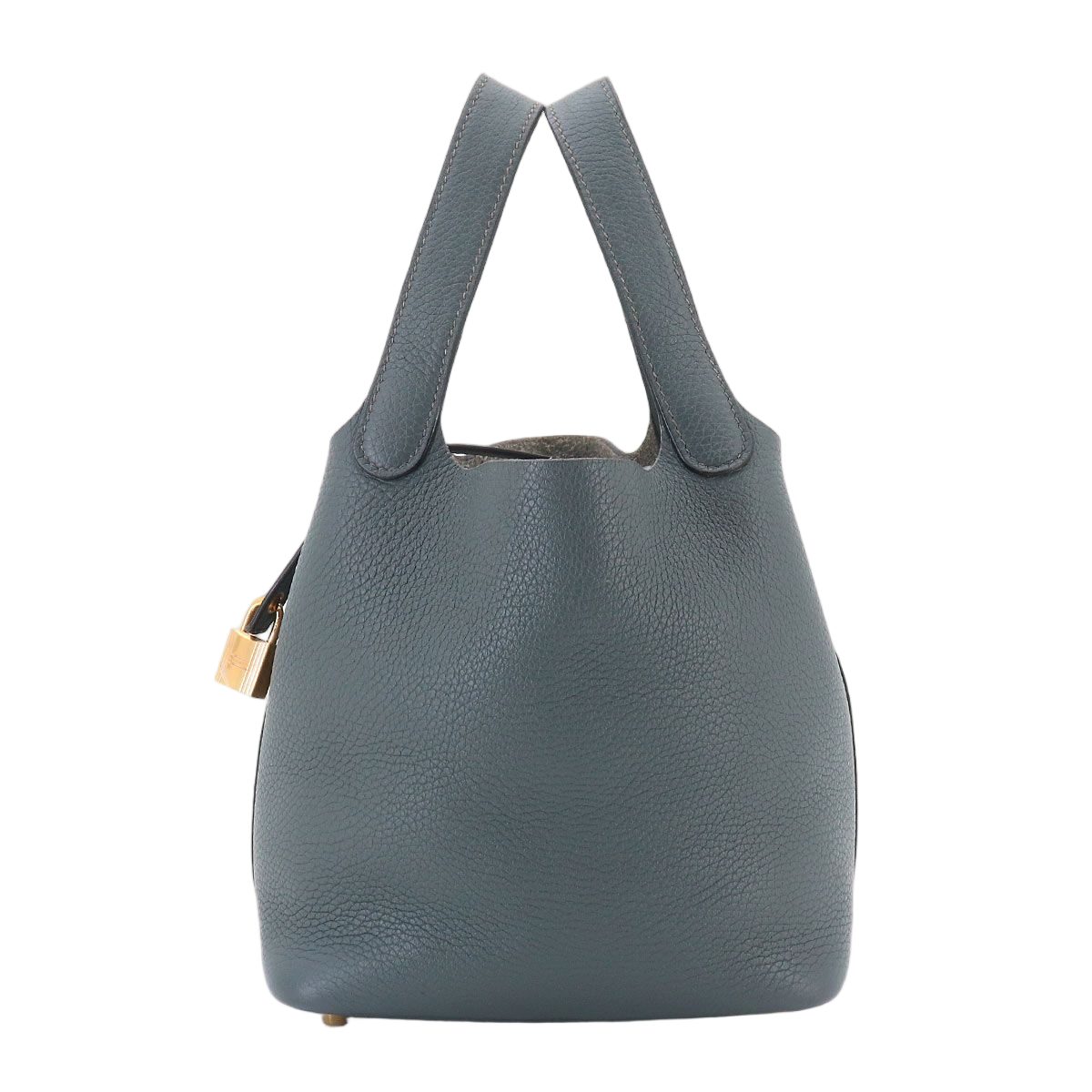 Hermes Picotin Lock 18 PM Hand Bag Taurillon Clemence Blue Orage Gold