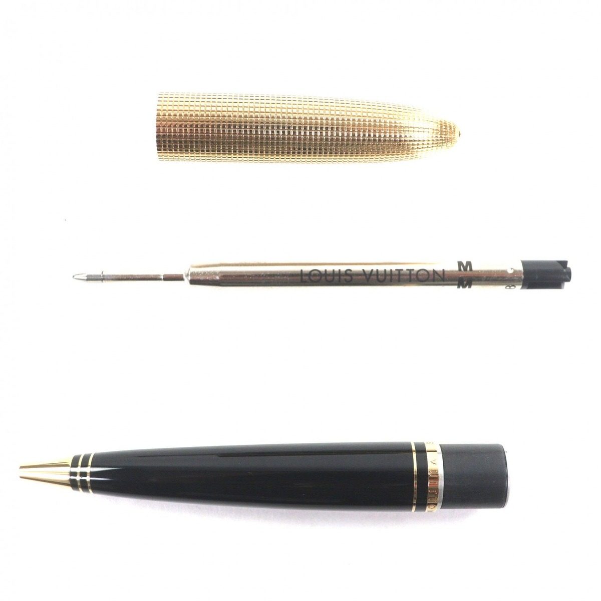 Louis Vuitton Doc Lacquer Twist Ballpoint Pen Black Gold Handwriting Confirmed — view 4