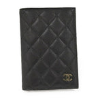 Chanel Passport Case Quilted CC Logo Caviar Leather Black