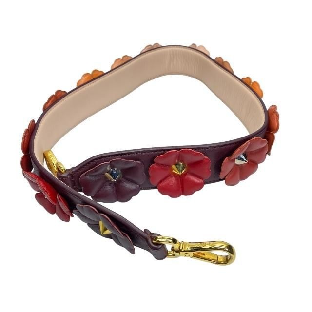Fendi Strap You Shoulder Small Flower Motif Studded Leather Purple