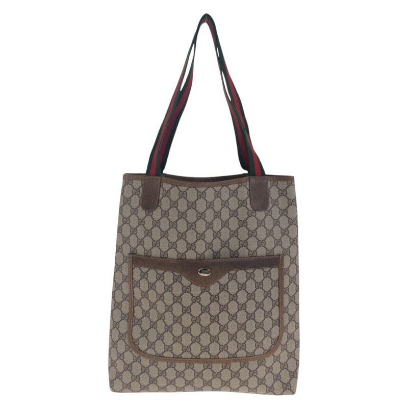 Gucci Vintage Sherry Line Beige Brown Gold Hardware Tote Bag — view 2