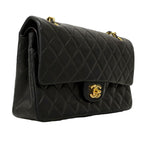 Chanel Shoulder Bag Quilted Lambskin Black Gold — view 2