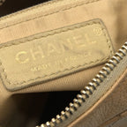 Chanel Quilted Caviar Leather Chain Shoulder Bag Beige — view 9
