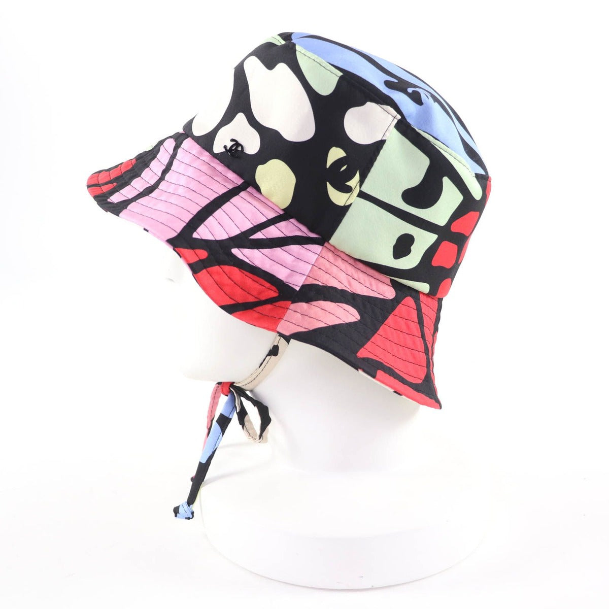 Chanel Silk CC Logo Plate Camellia Allover Pattern Hat Multi — view 2