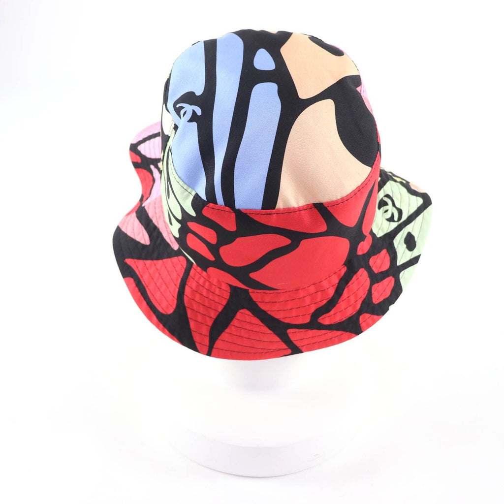 Chanel Silk CC Logo Plate Camellia Allover Pattern Hat Multi — view 3