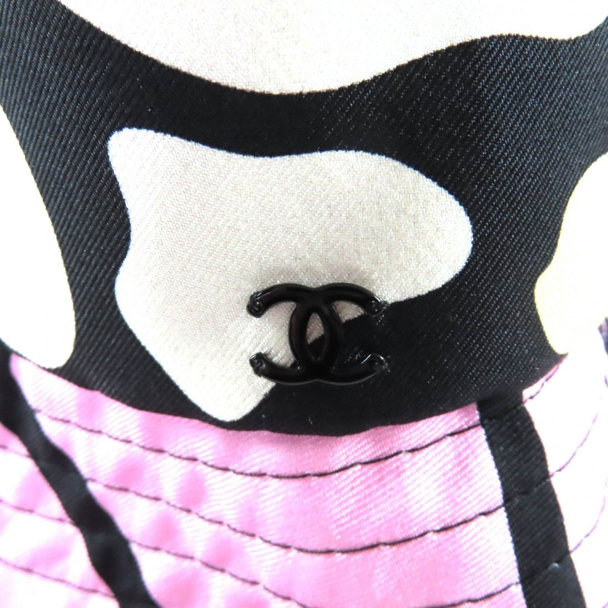 Chanel Silk CC Logo Plate Camellia Allover Pattern Hat Multi — view 5