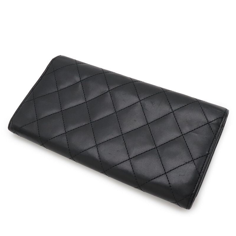Chanel Cambon Line Coco Long Bifold Wallet Soft Calf Leather Enamel Black Pink — view 2