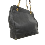 Chanel Shoulder Bag Caviar Leather Black Gold — view 2