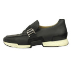 Hermes Epsom Leather Slip on Loafers Shoes Buckle 42.5 Black