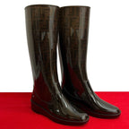 Fendi Zucca FF Logo Pattern Rubber Rain Boots Long Size 39