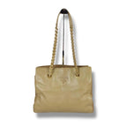 Prada Logo Shape Press Chain Tote Beige Nappa Leather Tessuto — view 2