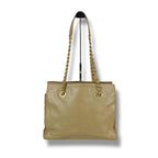 Prada Logo Shape Press Chain Tote Beige Nappa Leather Tessuto — view 3