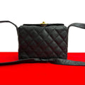 Chanel Vintage Quilted Caviar Leather Shoulder Bag Black