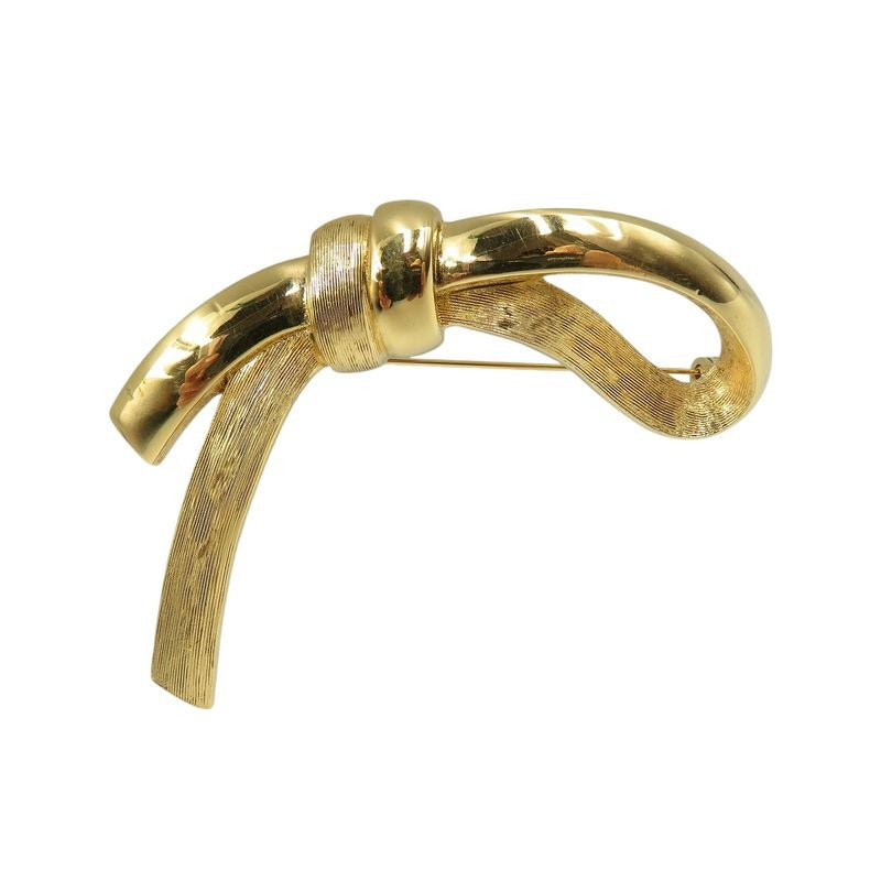 Christian Dior Vintage Ribbon Metal Gold Brooch 1123 — view 2