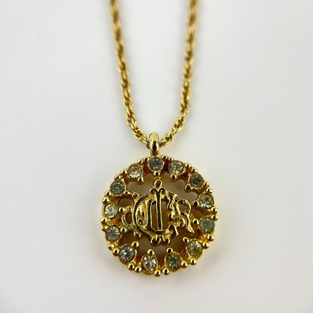 Dior Necklace Pendant Logo Gold Vintage — view 2