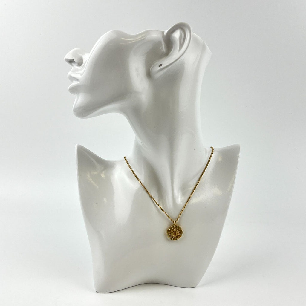 Dior Necklace Pendant Logo Gold Vintage