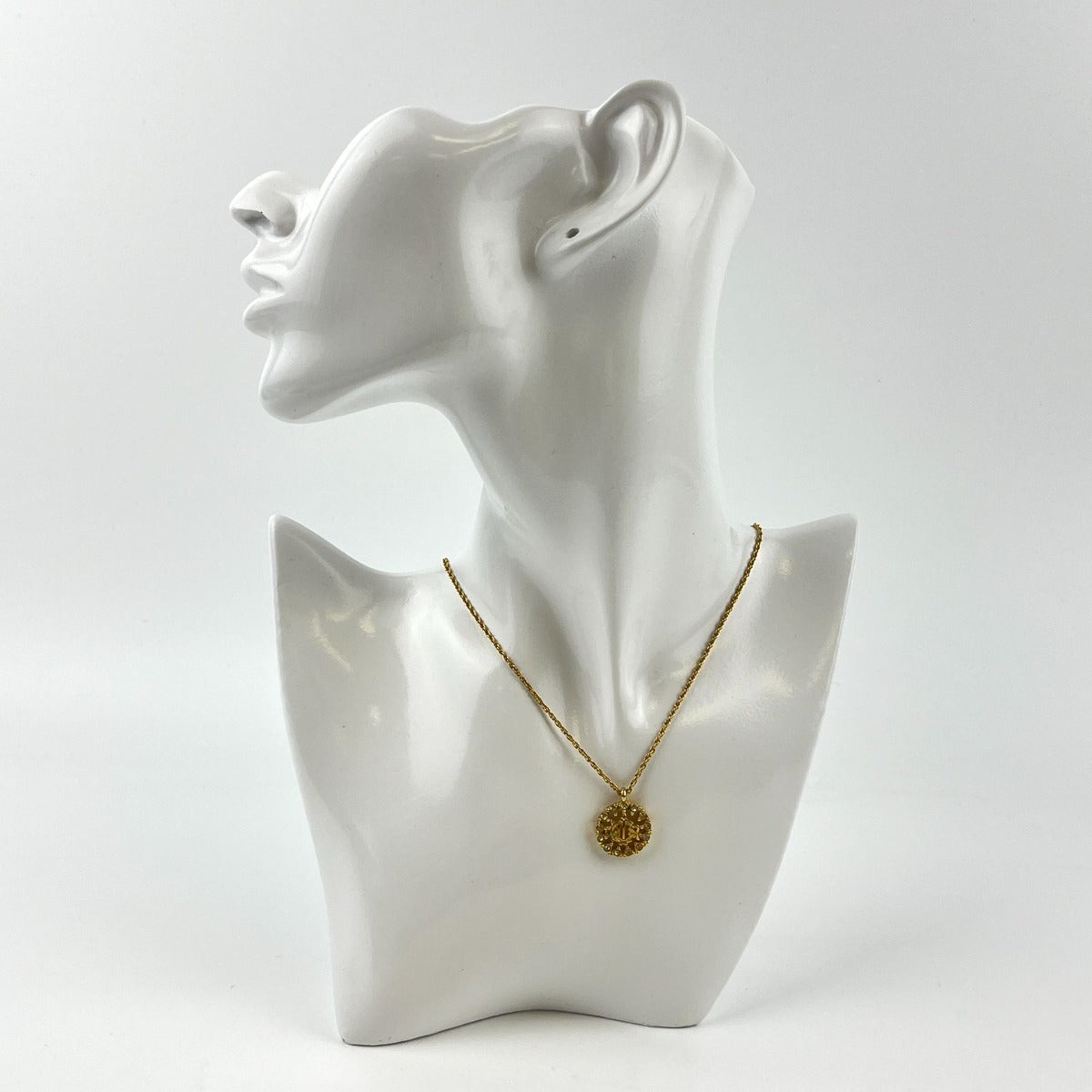 Dior Necklace Pendant Logo Gold Vintage