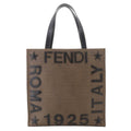 Fendi Tote Leather Brown Black Gold Vintage