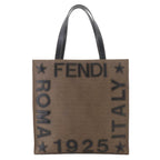 Fendi Tote Leather Brown Black Gold Vintage