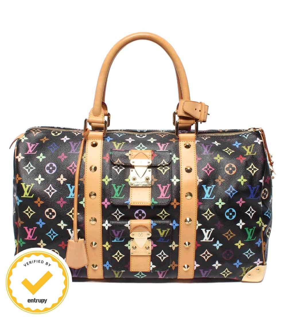 Louis Vuitton Boston Bag Black Studded Keepall 45 Monogram Multicolor