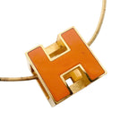 Hermes Cube Metal Orange Gold Necklace