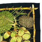 Hermes Scarf Silk Carre 90 Jardin Creole Cles Or's Paradise Black — view 3