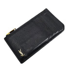 Saint Laurent Tiny Cassandra Fragment Zip Card Case Coin Black