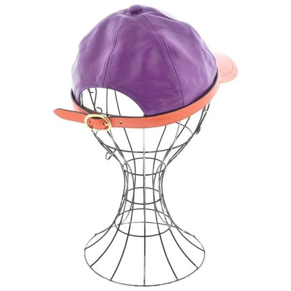 Gucci Cap Leather Cotton Purple Orange — view 2