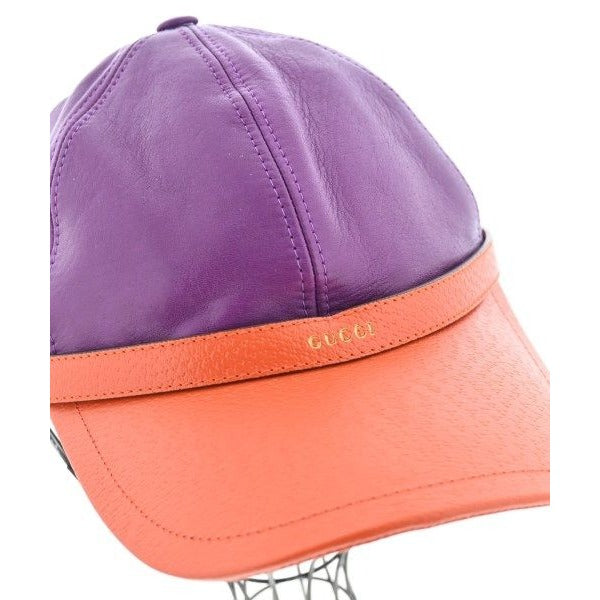 Gucci Cap Leather Cotton Purple Orange — view 3
