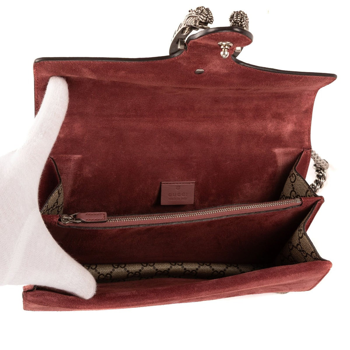 Gucci Blooms Dionysus Beige Burgundy Supreme Canvas Shoulder Bag — view 9