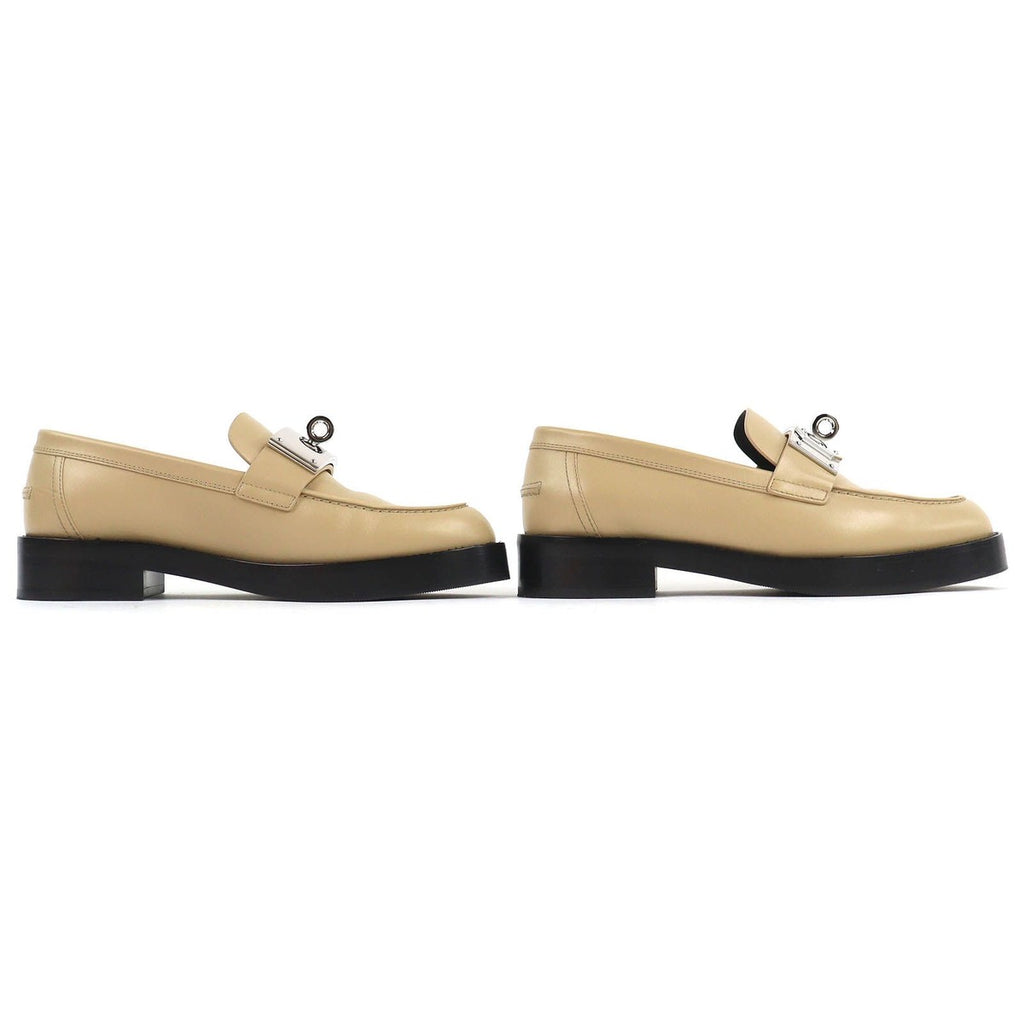 Hermes Moccasins Hot Kelly Buckle Leather Loafers Beige Silver 37.5 — view 4