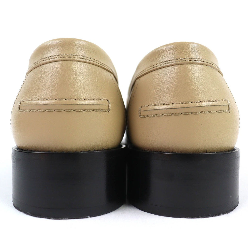 Hermes Moccasins Hot Kelly Buckle Leather Loafers Beige Silver 37.5 — view 6