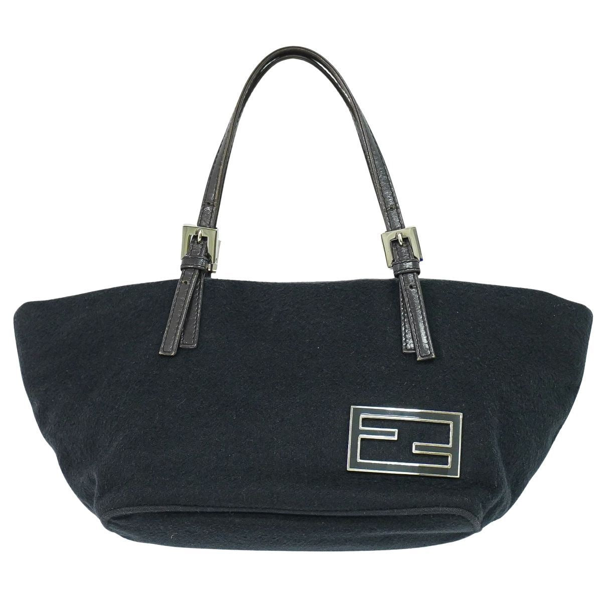 Fendi Zucca Logo Tote Cashmere Wool Black