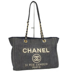 Chanel Deauville MM Tote Bag Denim Blue