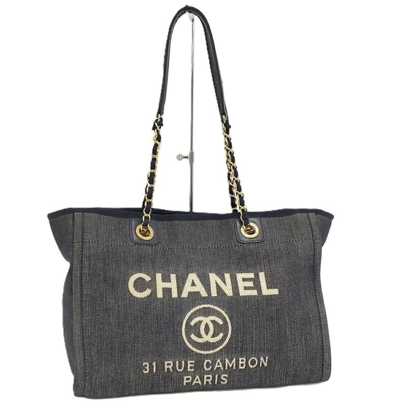Chanel Deauville MM Tote Bag Denim Blue