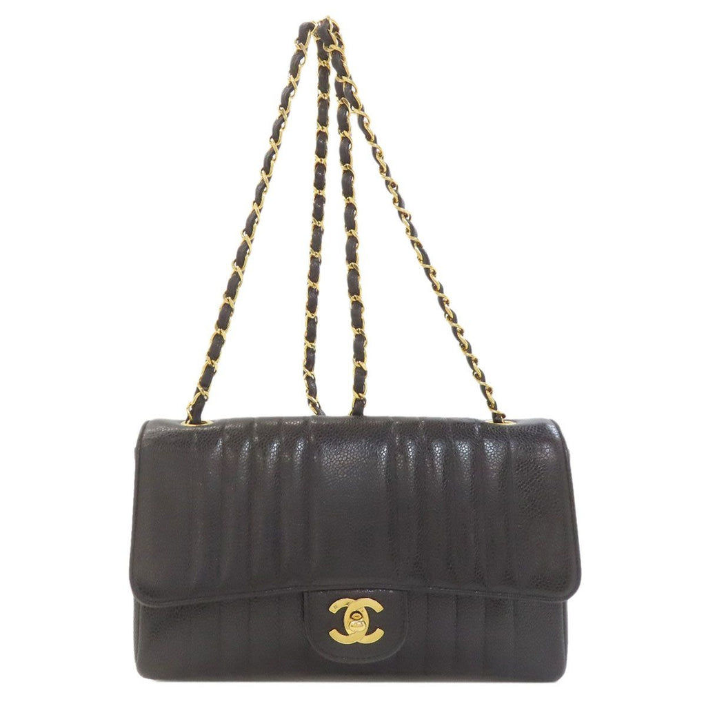 Chanel Mademoiselle Chain Shoulder Gold Bag Grained Calfskin