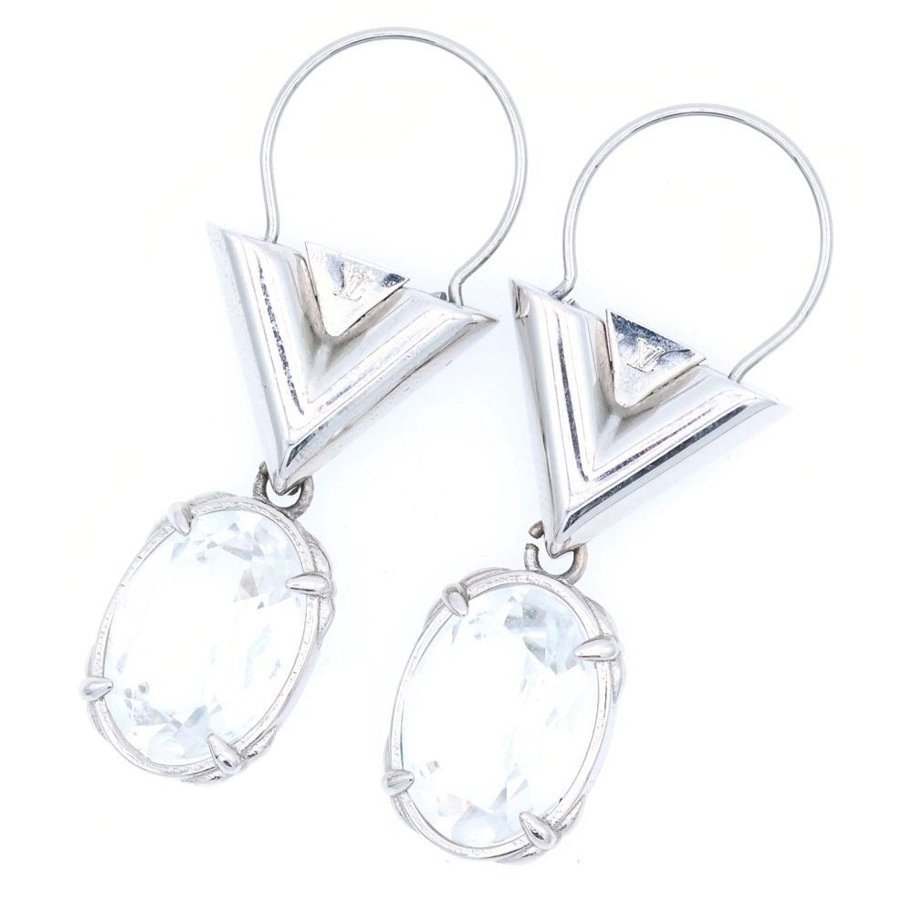 Louis Vuitton Four Palladium Crystal Earrings Silver