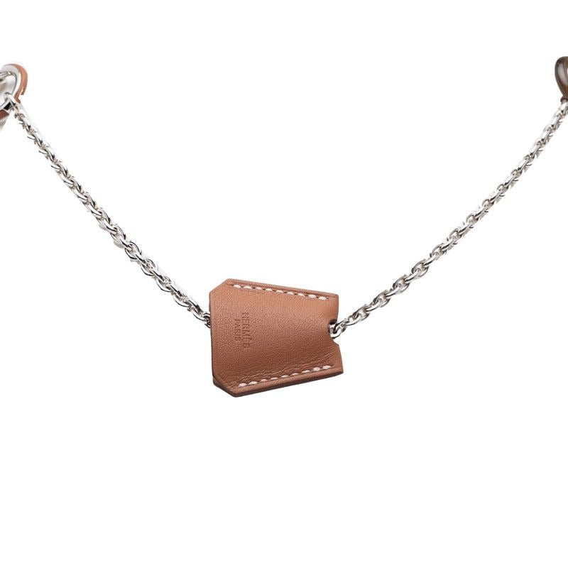 Hermes Clochette Necklace Silver Brown Metal Vorsiflte