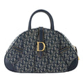 Dior Trotter Double Saddle Hand Bag Canvas Leather Navy
